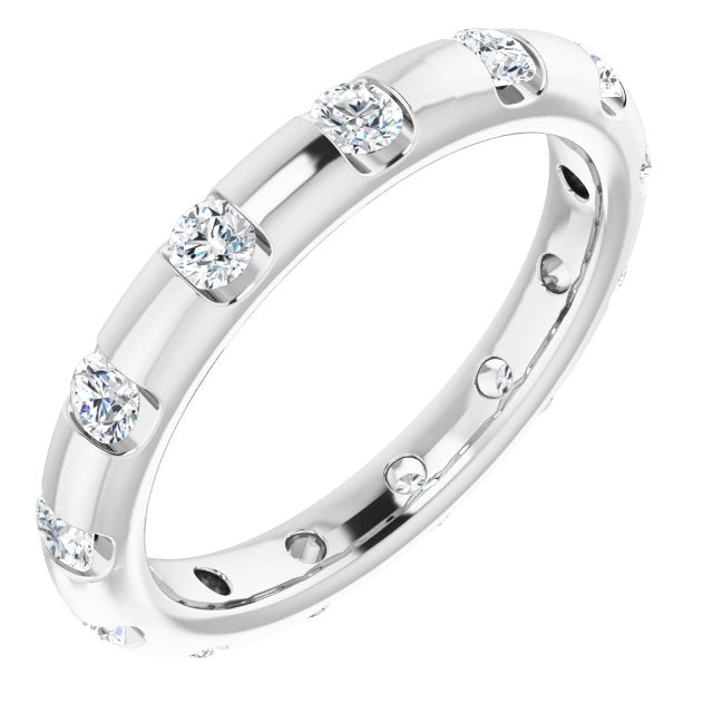 0.45 ct. Round Diamond Eternity Band Half Bezel Ring-VIRABYANI